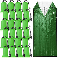 Qunclay 24-set emergency sleeping bag with hood extension in green offers quick warmth on hikes.