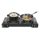 QUSKLISU camping stove with dual burners for efficient outdoor cooking