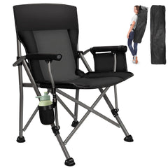 QUYUAN camping chair with fully padded backrest for all-day outdoor comfort.