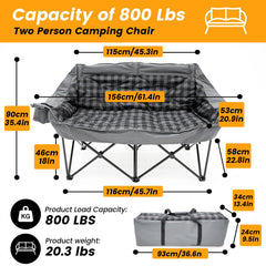 QUYUAN double seater camping chair outdoors setup, inviting two-person lounging.