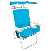 Qwave Beach Chair with Canopy Shade front view demonstrating sun protection