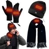 QZUnique heated hat on for instant warmth during outdoor winter activities.