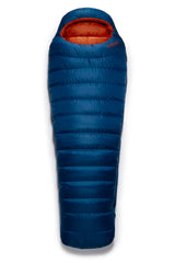 Rab Ascent Down Sleeping Bag Ink shell highlights weather-resistant fabric for outdoor use.