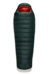 Rab Ascent down sleeping bag Pine, left zip, warm and packable for camping