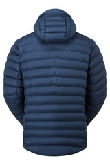 Rab Cirrus Alpine Jacket Tempest Blue with stretch cuffs supports precise layering.
