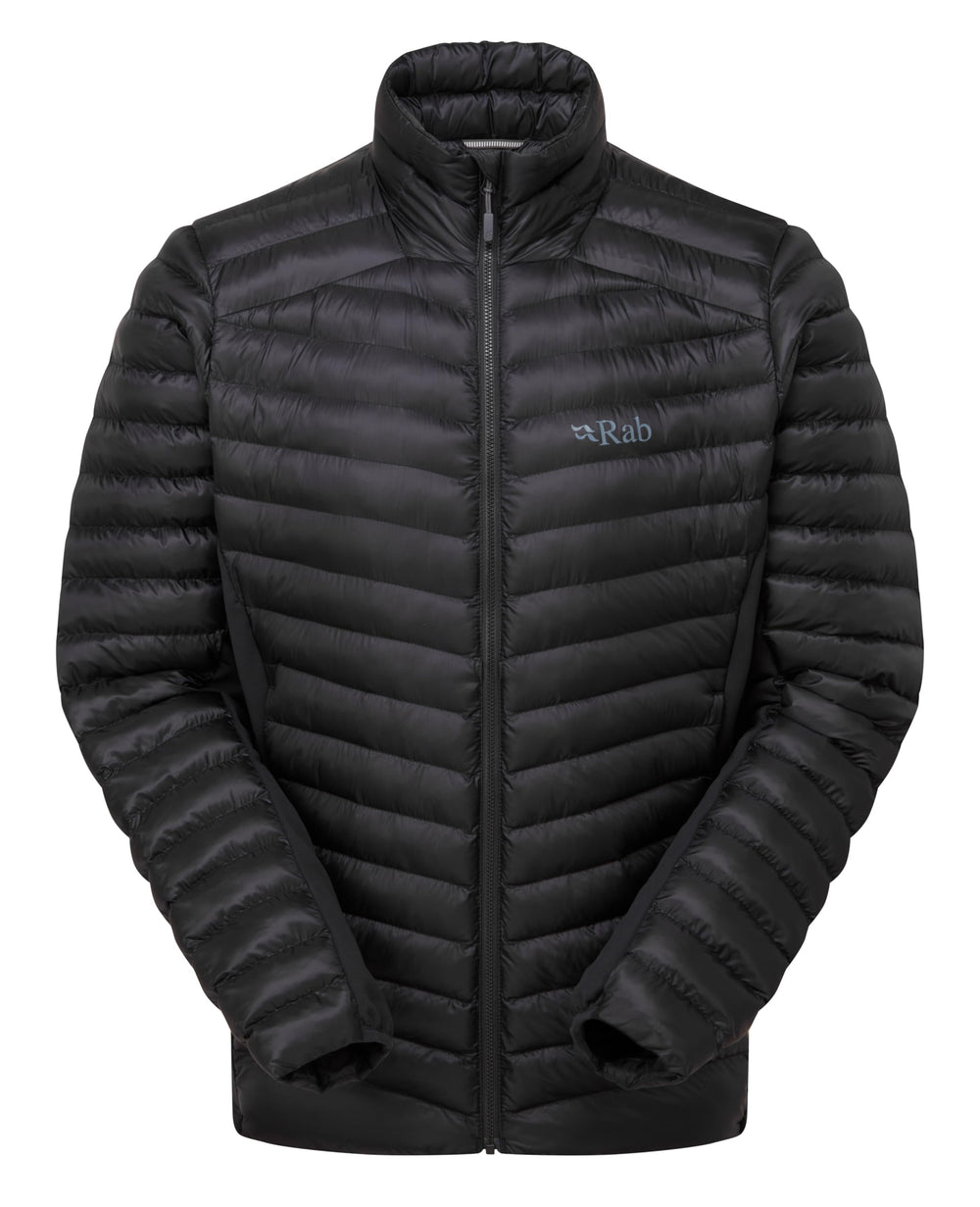 Rab Cirrus Flex jacket front view highlighting streamlined fit for hiking and climbing.