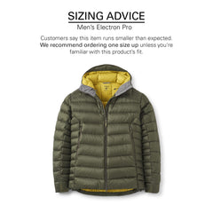 Rab Electron Pro hood peak close-up demonstrates helmet-friendly hood for secure fit