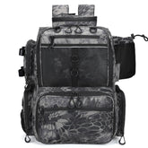 Rabjen fishing backpack side view shows sturdy ergonomics for all day comfort.