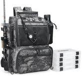 Rabjen fishing tackle backpack with rod holders for easy rod transport during outings