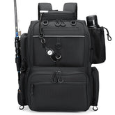 Rabjen fishing backpack shows rod holders for organized rods on boats and shores.