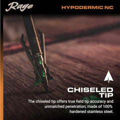 Rage Hypodermic NC 2-Blade blades ready for reliable wound channels