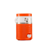 RAHBER 1.2 Gal portable water cooler with flip lid for quick outdoor access.