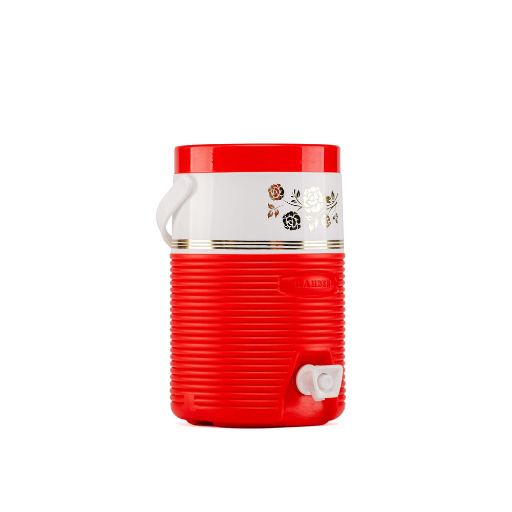 RAHBER water cooler with flip lid in red for easy outdoor access