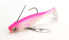 Raid Japan HEADSWIMMER Libero Pink Trick lure with micro blade for cold-water reaction bites.