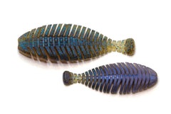Raid Japan Hiratylor 57-042 Dark Cinnamon Shad side view highlighting deep slit design for complex waves.