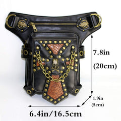 RainboSee Gothic Drop Leg Bag main pocket open for quick access to phone and keys.