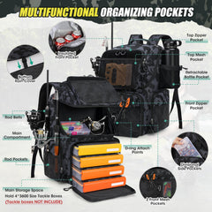 Back view highlighting ergonomic padding and breathable mesh on RAINSMORE 45L backpack