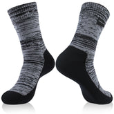 RANDY SUN Waterproof Breathable Socks mid-calf in black-grey stripe for hiking and cycling.