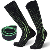 RANDY SUN knee-high waterproof socks front view with packaging, signaling durability for outdoor use.