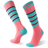 RANDY SUN pink knee-high waterproof breathable socks front view keep feet dry in wet outdoor activities.