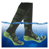 RANDY SUN waterproof hiking socks black-green front view for dry feet during activity.