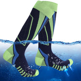 RANDY SUN waterproof knee-high socks outer material with waterproof membrane for dry feet.