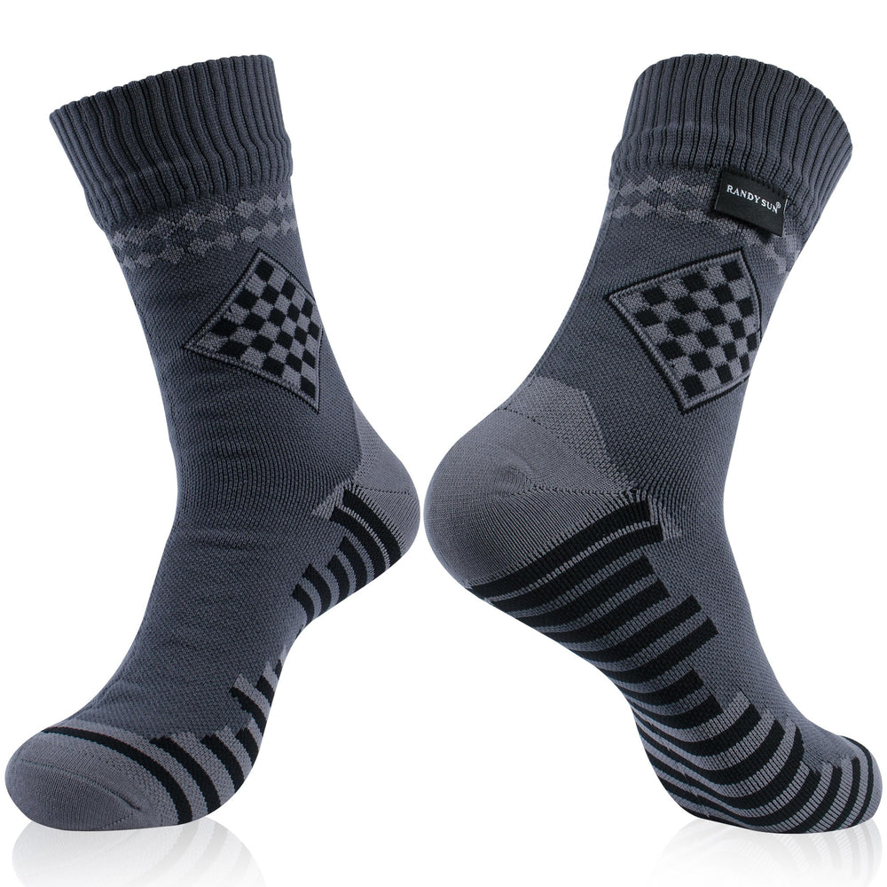 RANDY SUN waterproof argyle dark grey socks for dry feet during hiking and boating