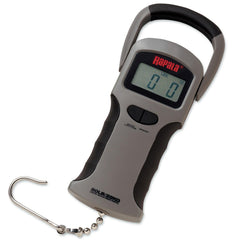 Rapala 50 lb digital scale with LCD display provides quick, accurate weight readings for fishing trips.
