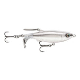Rapala ClapTail 110 topwater lure in pure chrome, designed for surface splashes and bass attraction.