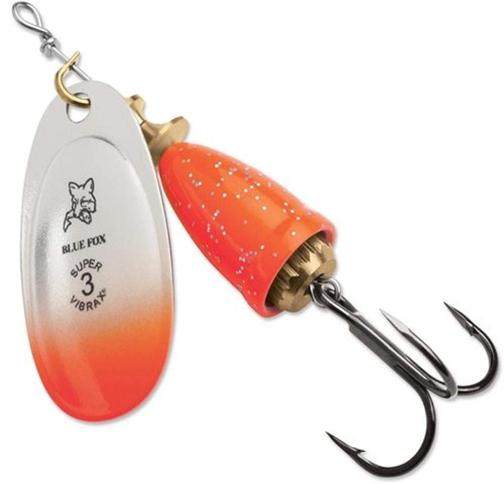 Rapala Classic Vibrax 06 orange chartreuse Candyback lure displaying bright color and spinning blade to attract fish