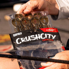 Rapala CrushCity Cleanup Craw in heavy cover illustrating durability and resilience.