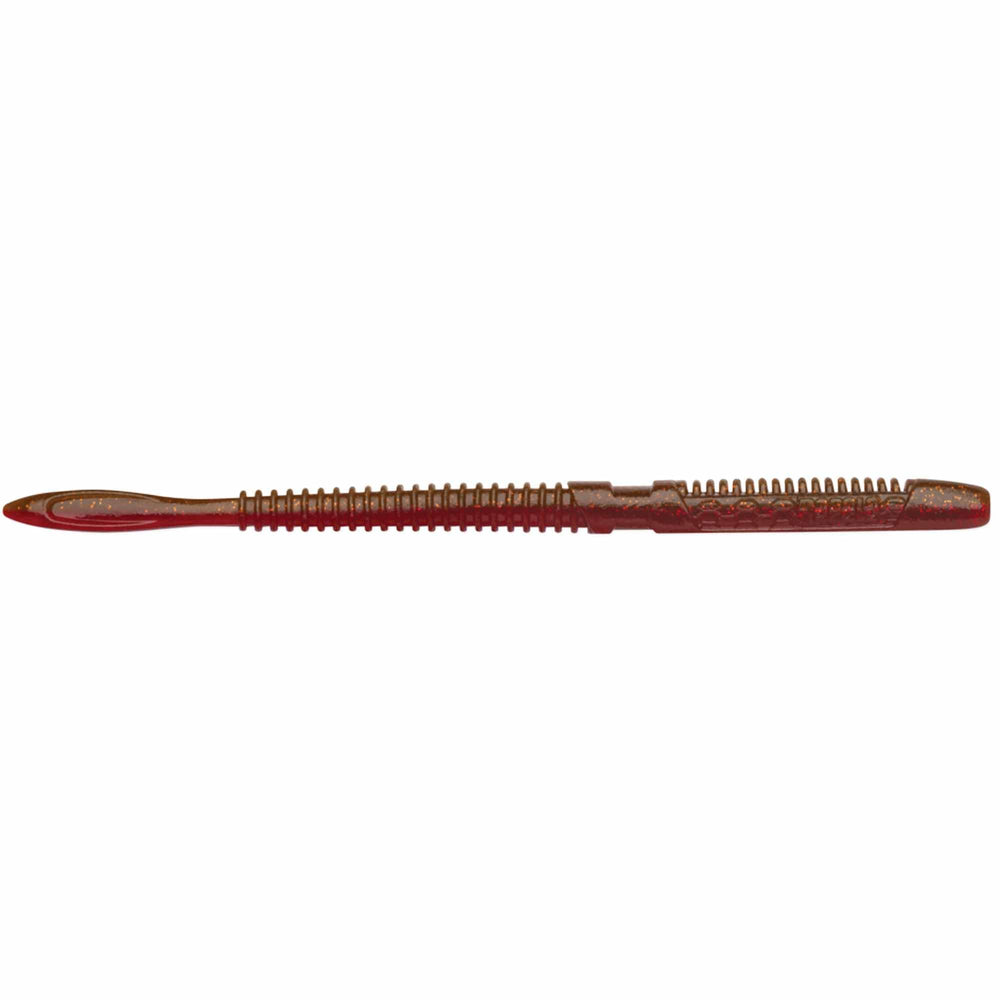 Rapala CrushCity Janitor worm Ox Blood Red Flake detail for finesse bites