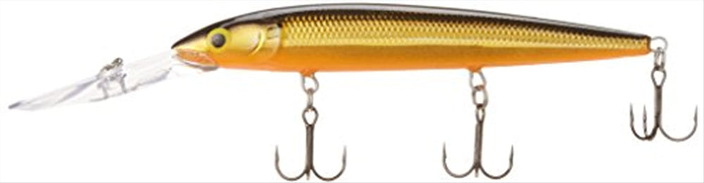 Rapala Down Deep Husky Jerk 10 Gold lure designed for deep-water trolling and long casts.