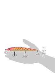 Rapala Husky Jerk 14 Pink Tiger UV lure side angle for precise casting and slow fade.