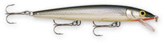 Rapala Husky Jerk suspending jerkbait in silver finish, ideal for bass, walleye, and pike.