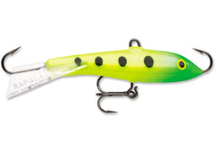 Rapala Jigging Rap 09 Glow Slimy Lime lure glowing to attract fish in low light