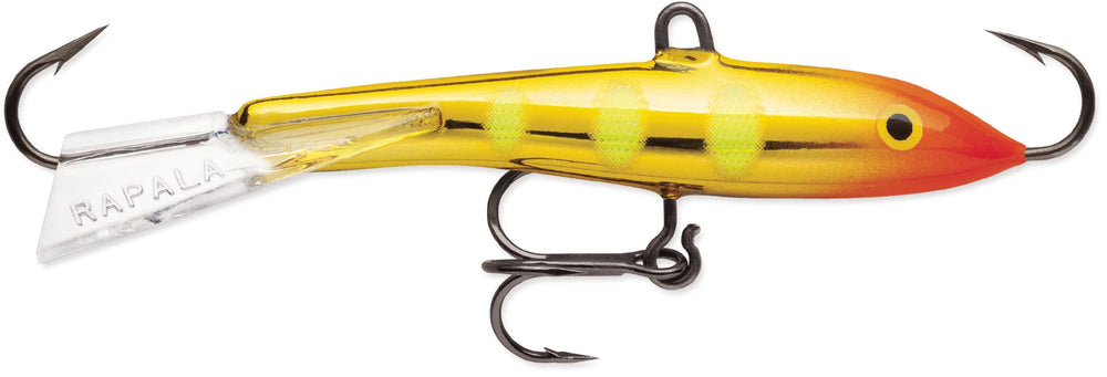 Rapala Jigging Rap Juicy Lucy for ice fishing; ideal vertical lure for walleye, pike, perch.