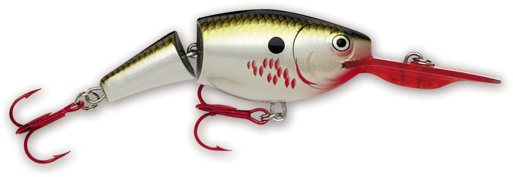 Rapala Jointed Shad Rap 04 Bleeding Olive Flash lure with wounded-minnow action and loud rattle