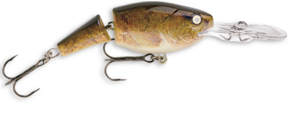 Rapala Jointed Shad Rap 07 lure in action, targeting walleye with loud rattle.