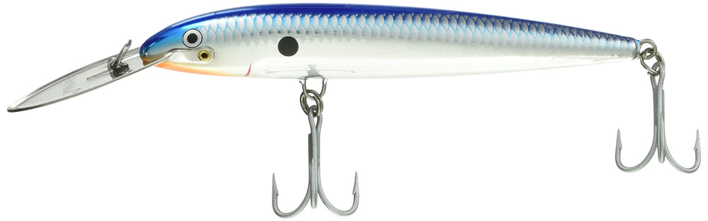 Rapala Minnow Countdown Magnum front view in Chrome Silver Blue for big-game trolling