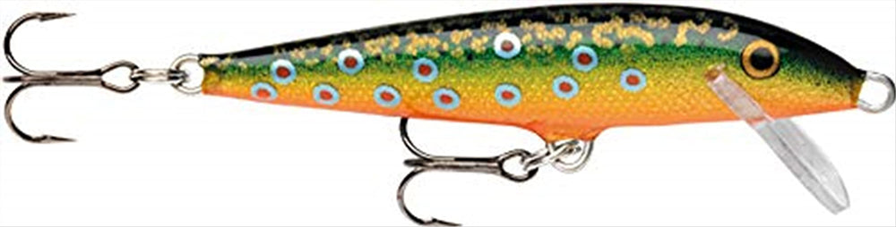 Rapala Original Floater 05 Brook Trout lure ready for topwater action and versatile retrieves.