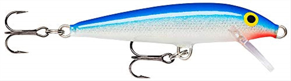 Rapala Original Floater 07 blue lure ideal for topwater action and shallow retrieves.