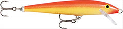 Rapala Original Floater 07 in gold fluorescent red with wounded minnow action for versatile fishing