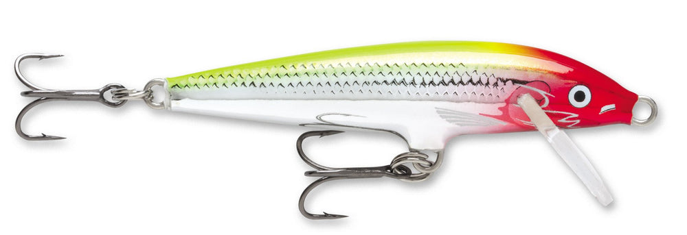 Rapala Original Floater 11 Clown front view for surface twitching and enticing topwater strikes.