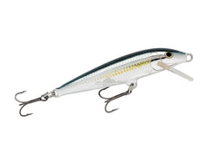 Rapala Original Floater Bleak lure side view highlighting three No 6 hooks.