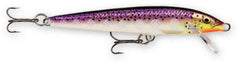 Rapala Original Floater Purpledescent lure showing wounded-minnow action for versatile fishing