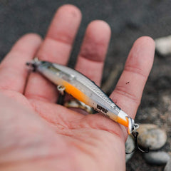 Rapala RipStop Elite Blue lure tail detail emphasizes hard plastic boot tail