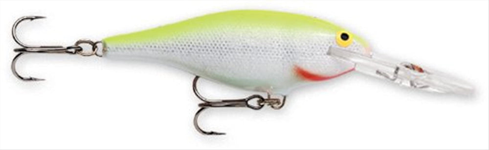 Rapala Shad Rap 05 lure in Silver Fluorescent Chartreuse for lifelike baitfish action and versatile casting.