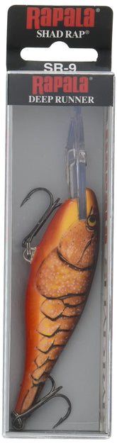 Rapala Shad Rap 09 Dark Brown Crawdad, front view, versatile for freshwater casting and trolling
