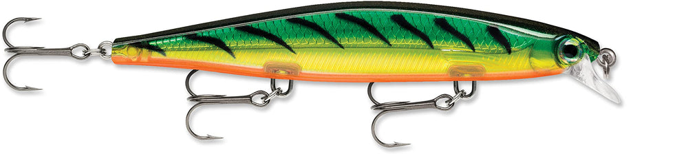 Rapala Shadow Rap 11 Firetiger lure boosts visibility for bass and walleye.
